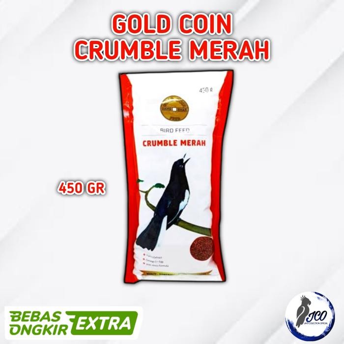GOLD COIN CRUMBLE MERAH PAKAN BURUNG KACER MURAI VOER PUR PAKAN BURUNG
