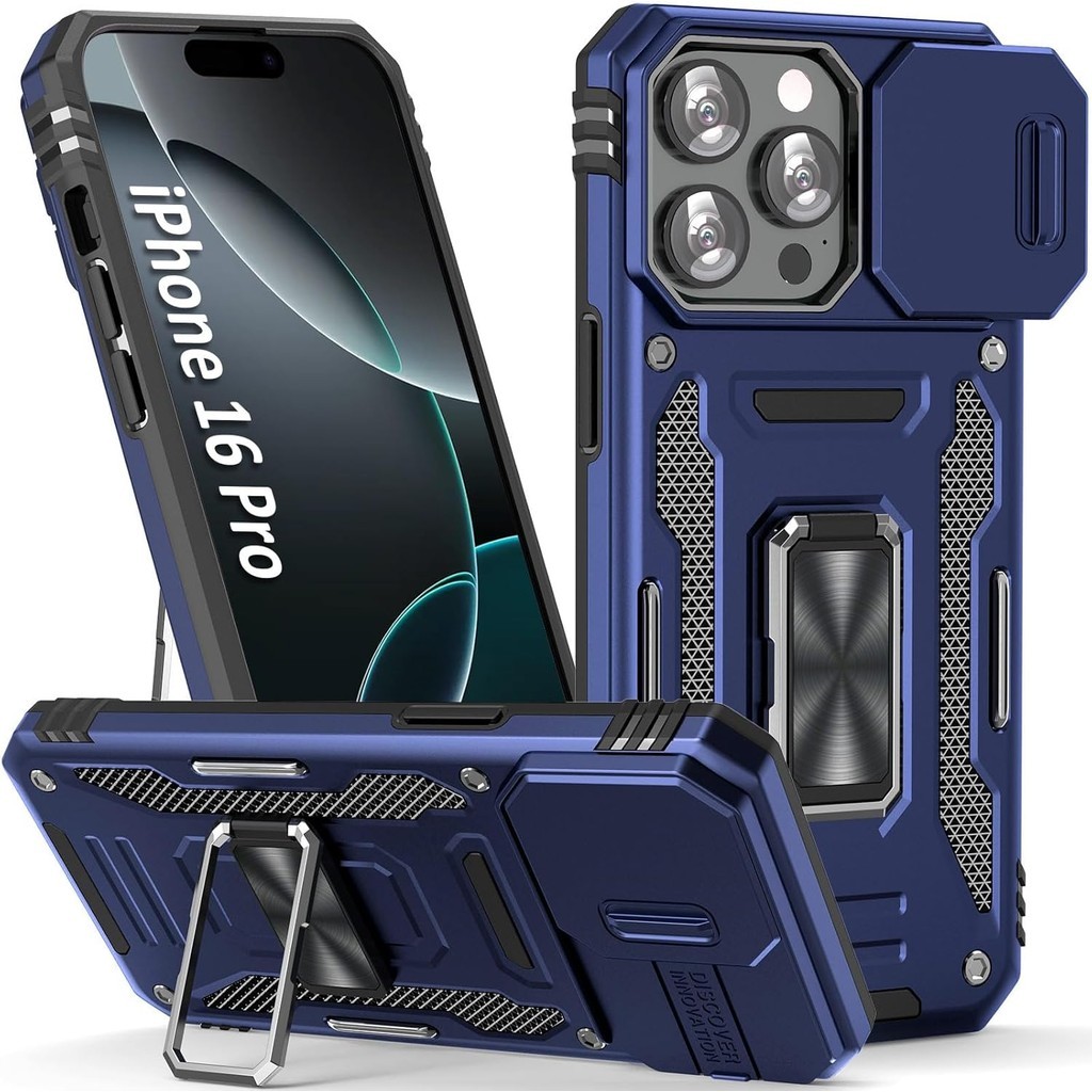 Kasus Perlindungan Tahan Getuk Kelas Militer untuk iPhone 16 15 14 Plus 13 12 11 Pro Max Kickstand P