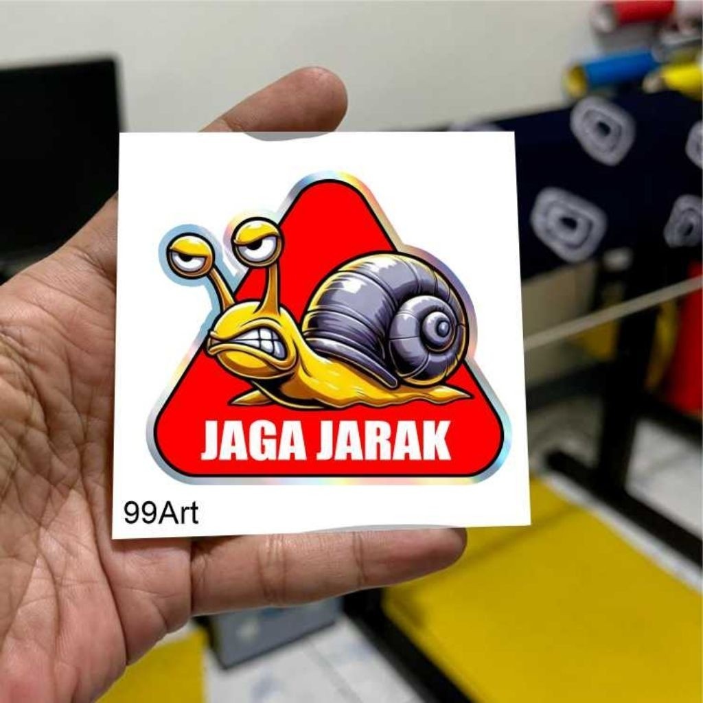Sticker Jaga Jarak Lucu, Tandap Pelan Siput, Stiker Motor, Stiker Lucu, Motor