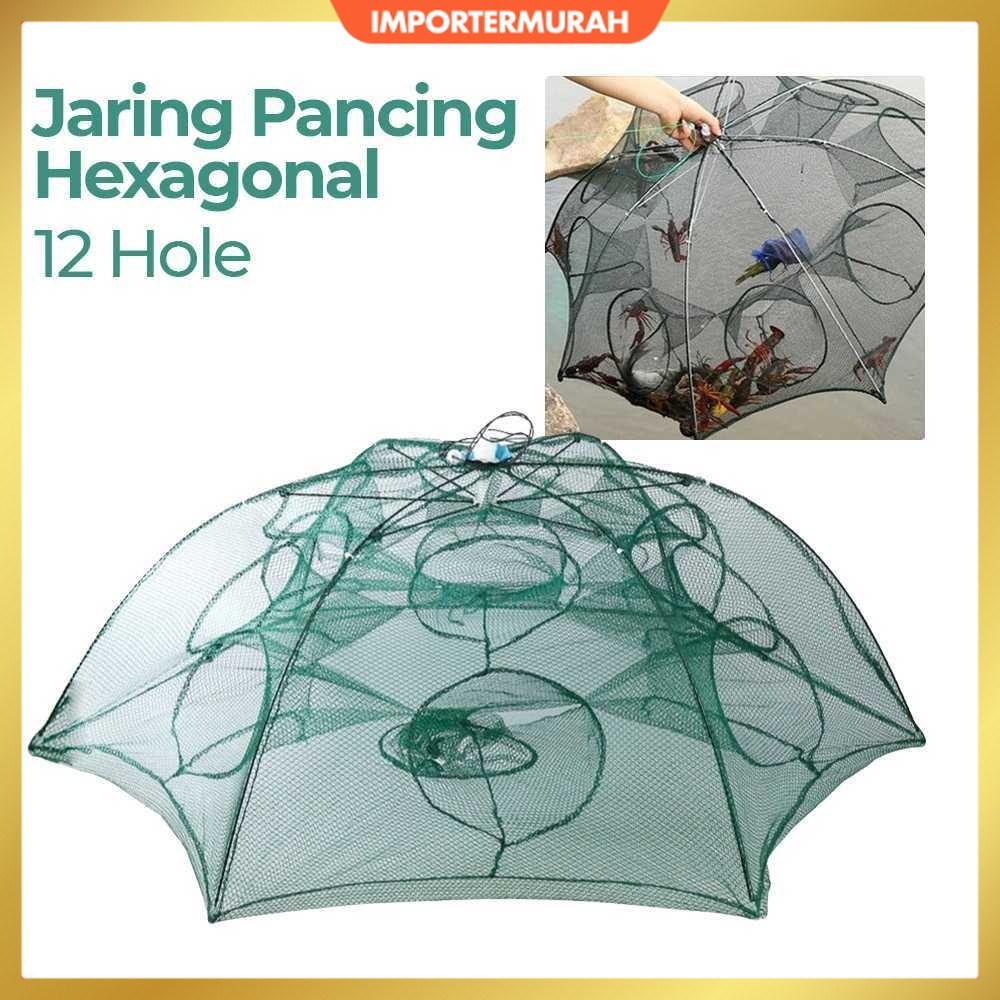 Jaring Pancing Ikan Hexagonal 12 Hole Fishing Net Trap Cage - H14572