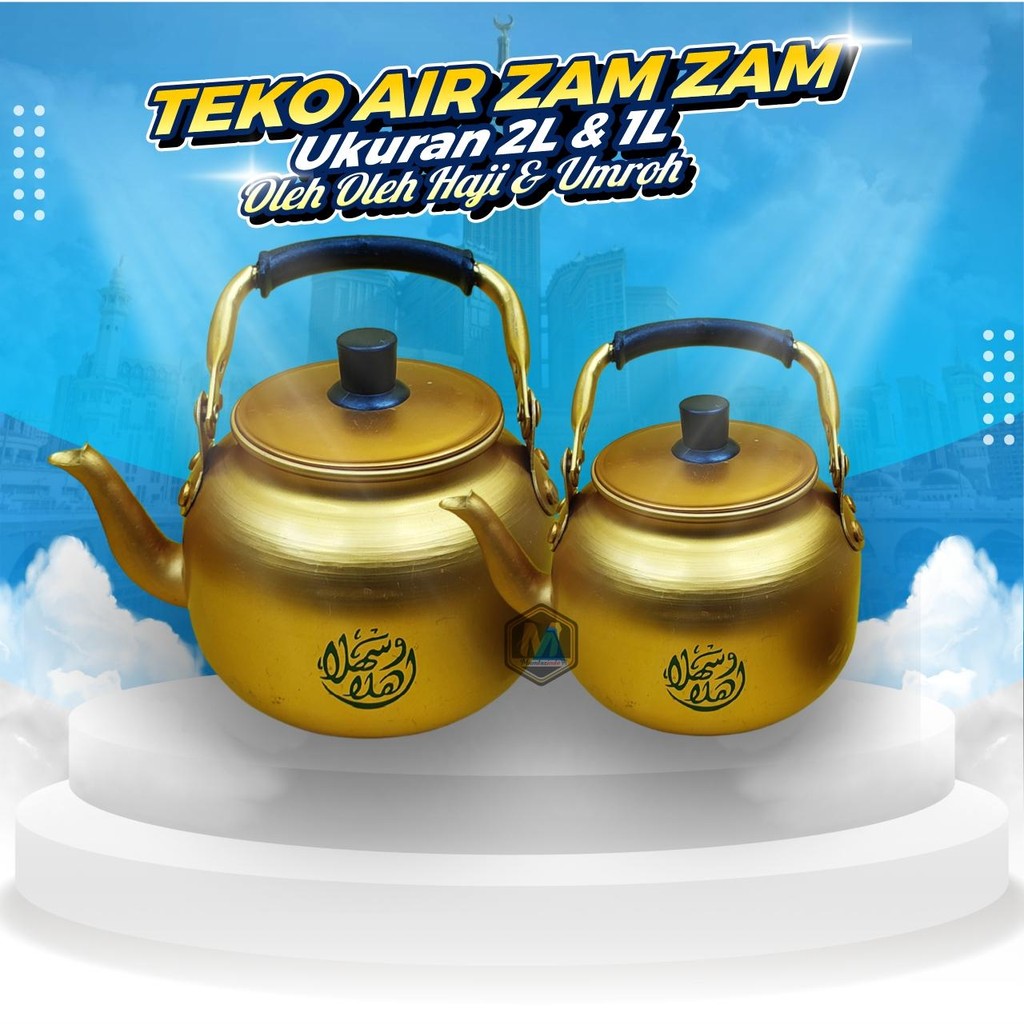 MUMTAZINDO - Teko Air Zam Zam Haji Umroh / Teko Arab Zam-Zam / Teko Stainless Gold Ceret / Ceret Ara
