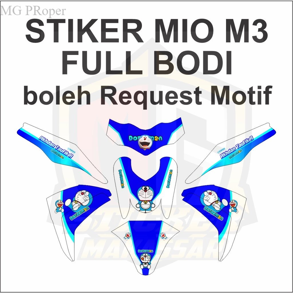Striping Decal Stiker Motor  Variasi  Full Body Motor MIO m3 125 Yamaha Full Body Doraemon