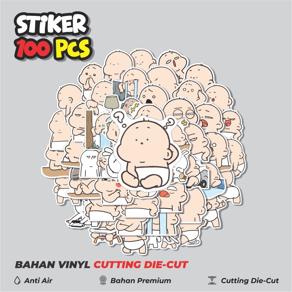 Terbaru 50 pcs Gugundundut Dekorasi Lucu Kreatif untuk Notebook, Skateboard, HP