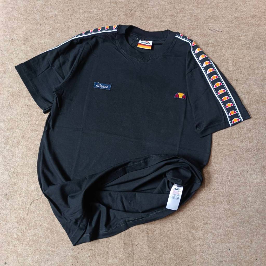 RIRUSHOP Kaos Pria Hitam Ellesse Bordir Tipped
