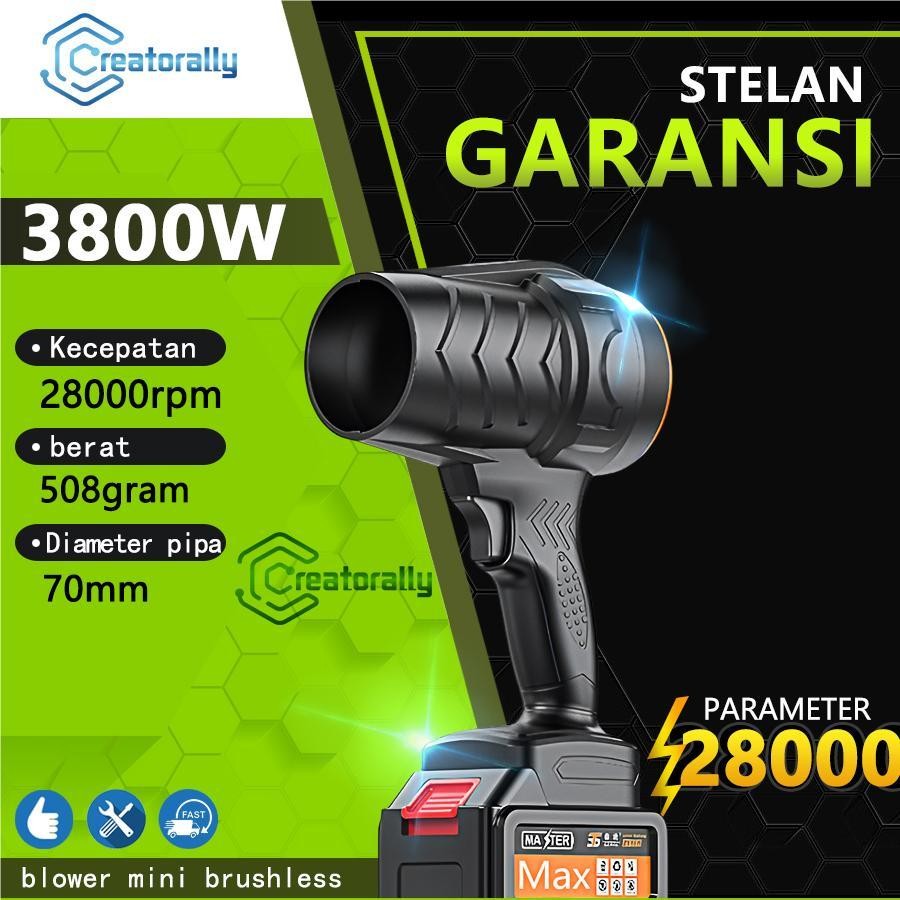 BLOWER CORDLESS PORTABLE CREATORALLY Mesin blower mini portable cordless 3800W blower baterai angin 