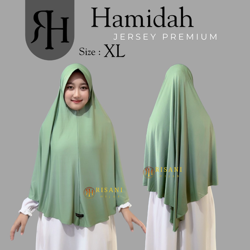 IHSN  -Jilbab Bergo Ped Jersey/Hijab Hamidah Size XL/Kerudung Syari Panjang Muslim