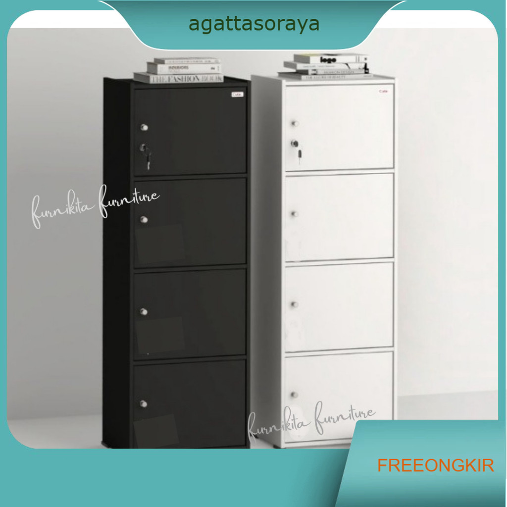 Rak Buku Kayu Serbaguna Kunci / Lemari Helm / Lemari Baju