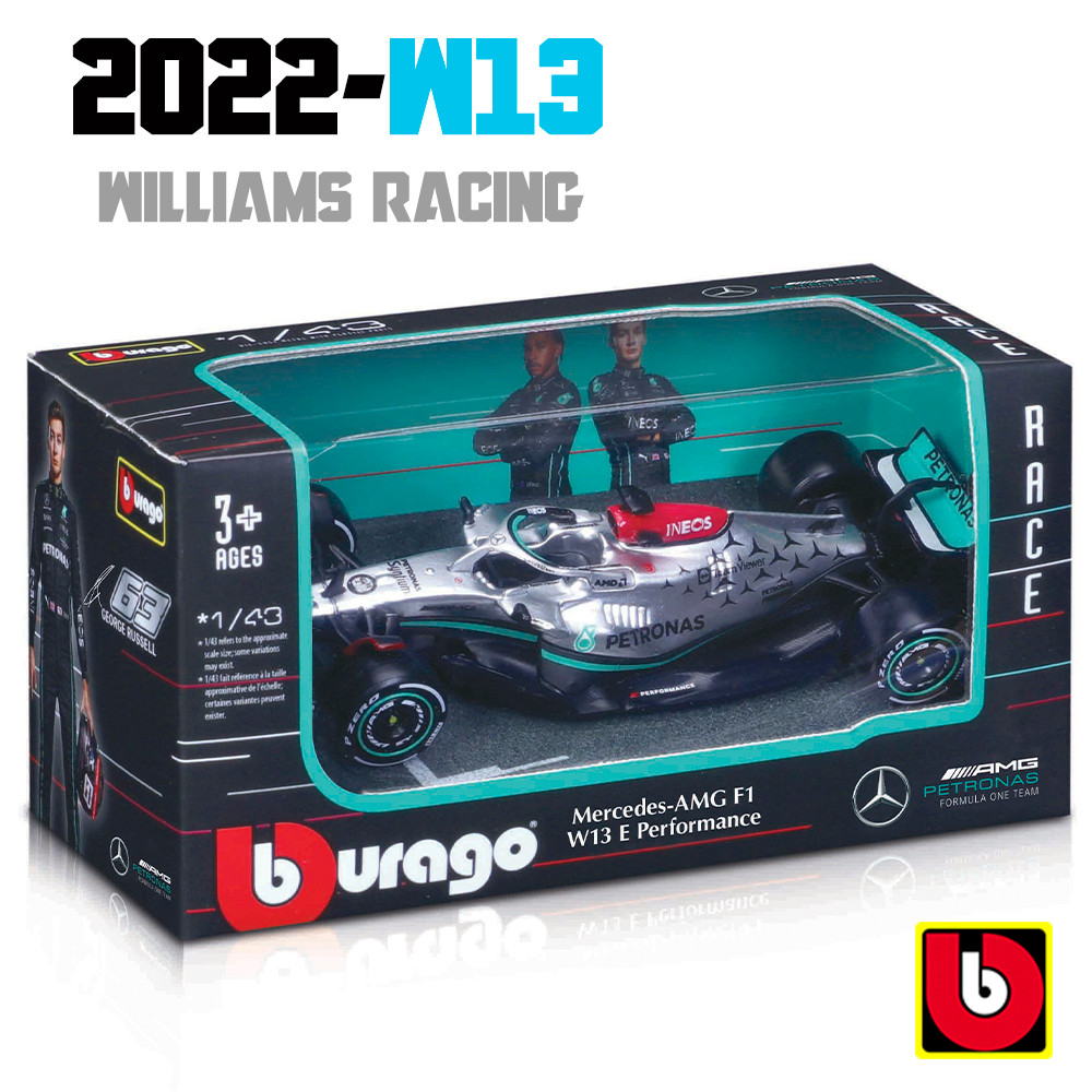 Bburago 1:43 Mercedes-AMG Petronas F1 Team 2022 Hamilton W13 W12 W10 W07 Alloy Luxury Vehicle ecast 