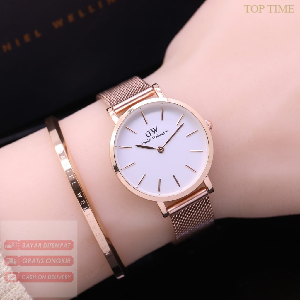 Jam Tangan Wanita DW Rantai Pasir Free Gelang Rose Body Bulat Knop Gerigi ||JAM TANGAN TERBARU BISA 