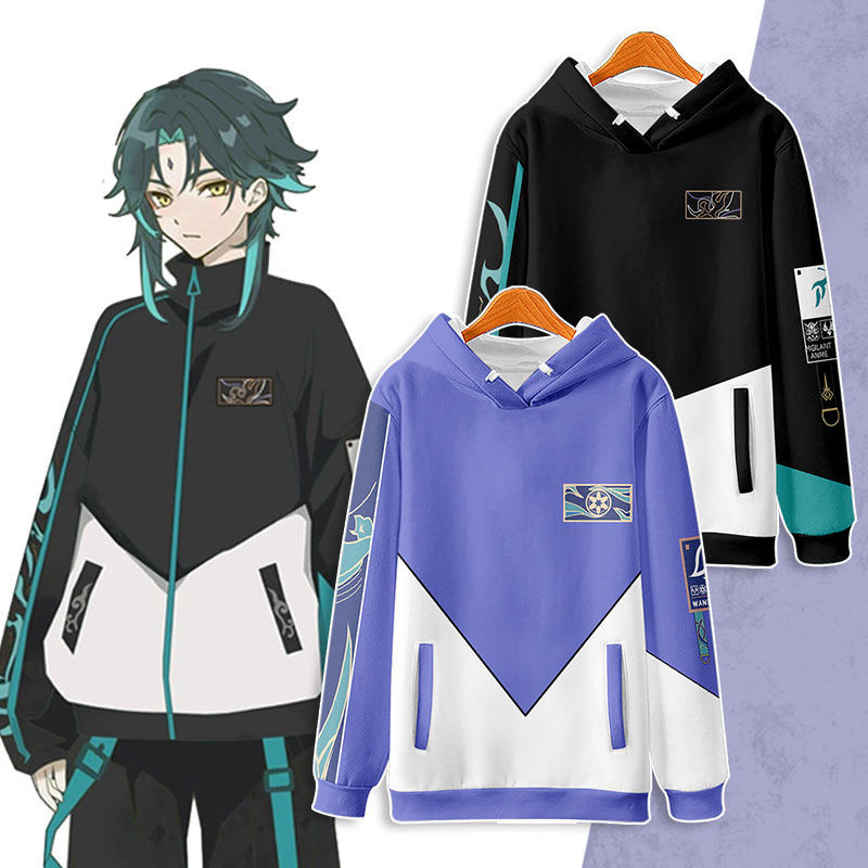 New Genshin Impact Wanderer Xiao Cosplay Hoodie Costume Sweatshirts Pullover Hooded Sportwear Street