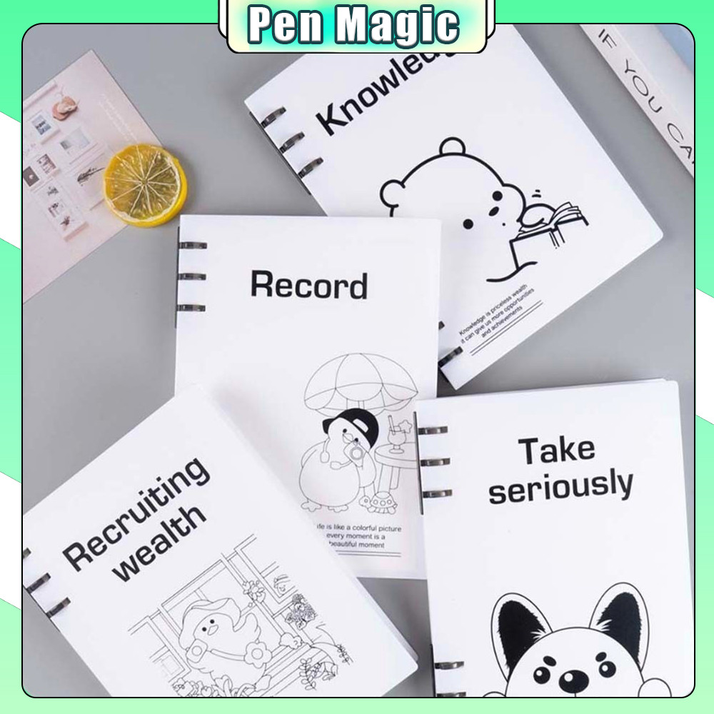 Buku Jurnal Kartun Minimalis / Notebook Aesthetic Korea Besar / Buku Binder A5 / Buku Catatan Lucu /