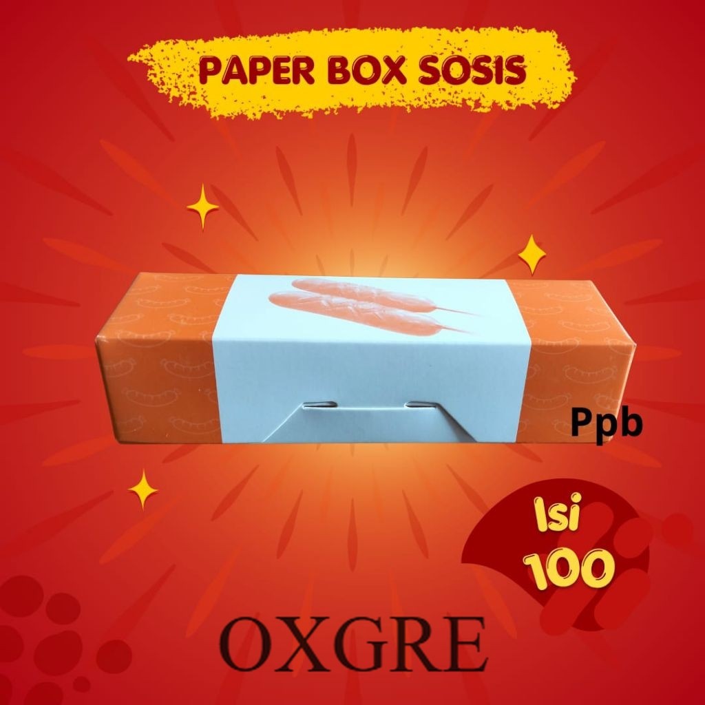 [ OXGRE ]  Paper Box-Box-Sosis-Box Makanan-Motif Oren