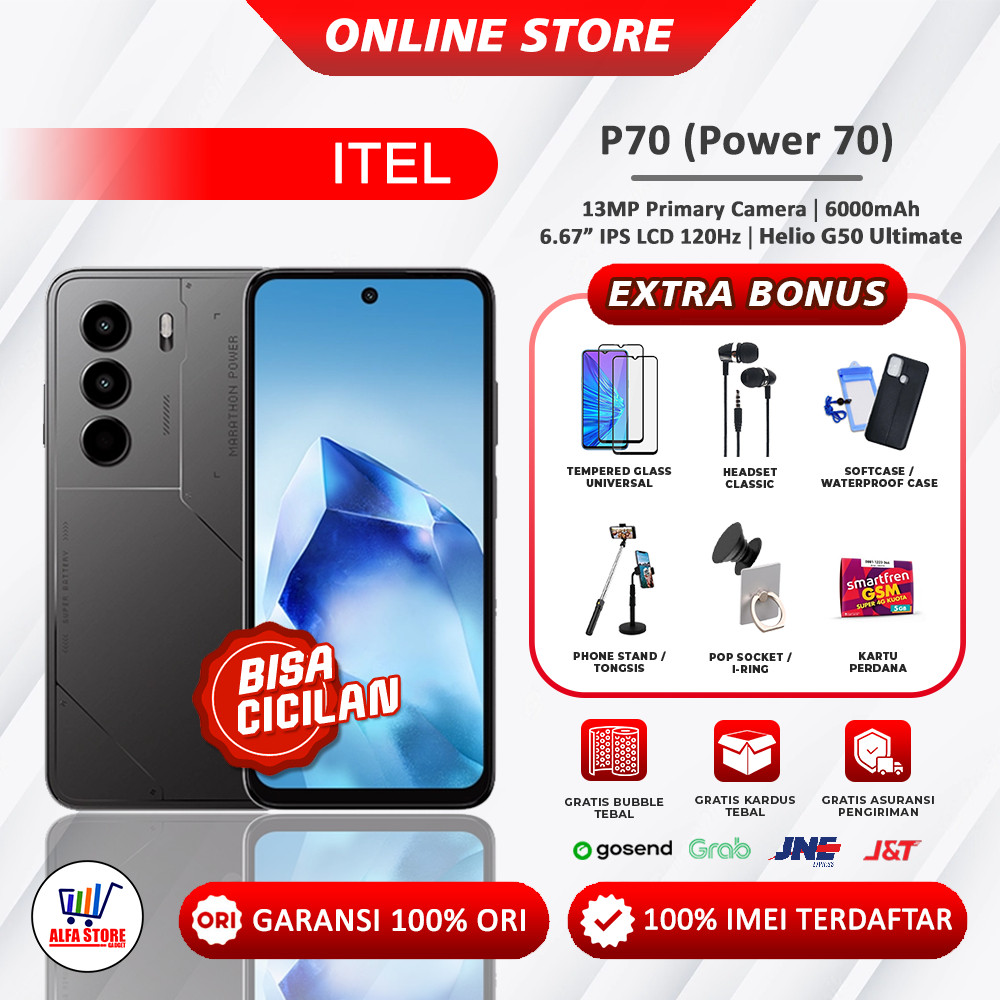 itel p70 ram 8+8/128gb itel power 70 ram 8/128gb garansi resmi[bukan a70]
