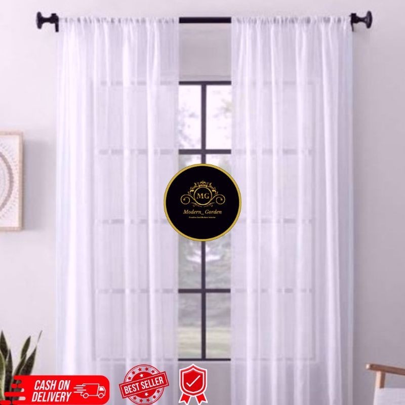 Vitrase Gorden Putih Polos Import Premium Model Serut Minimalis Daleman Gorden Transparan