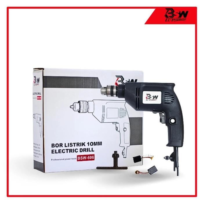 NEW PRODUK BSW Mesin Bor Listrik 10mm BSW-606 Electric Drill 350W Bolak Balik 3200m2ar Putaran 110-2