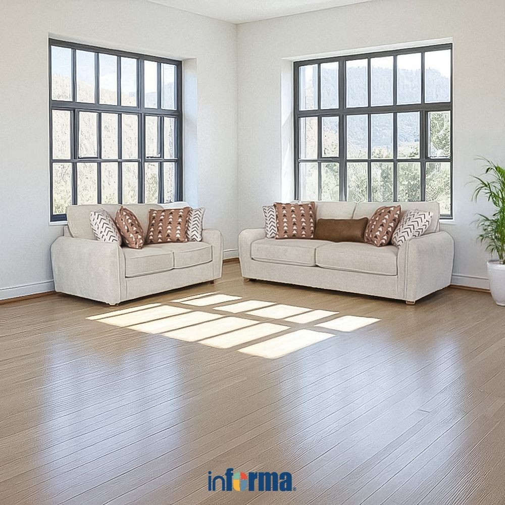 Informa Ashley Seyler Set Sofa Fabric - Cokelat Sand Tempat Duduk Empuk Sofa Ruang Tamu Furniture In