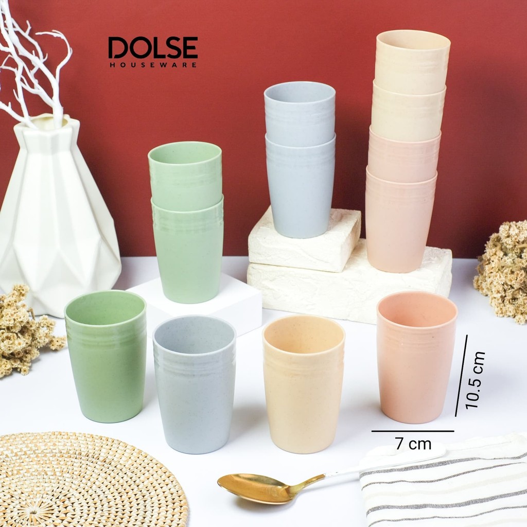 Gelas Dolse Warna Pastel Gelas Jerami BPA Free