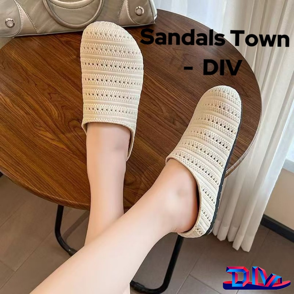 Sandal Slop Anti Slip Sendal Karet Sandal Flat Jaring Jaring