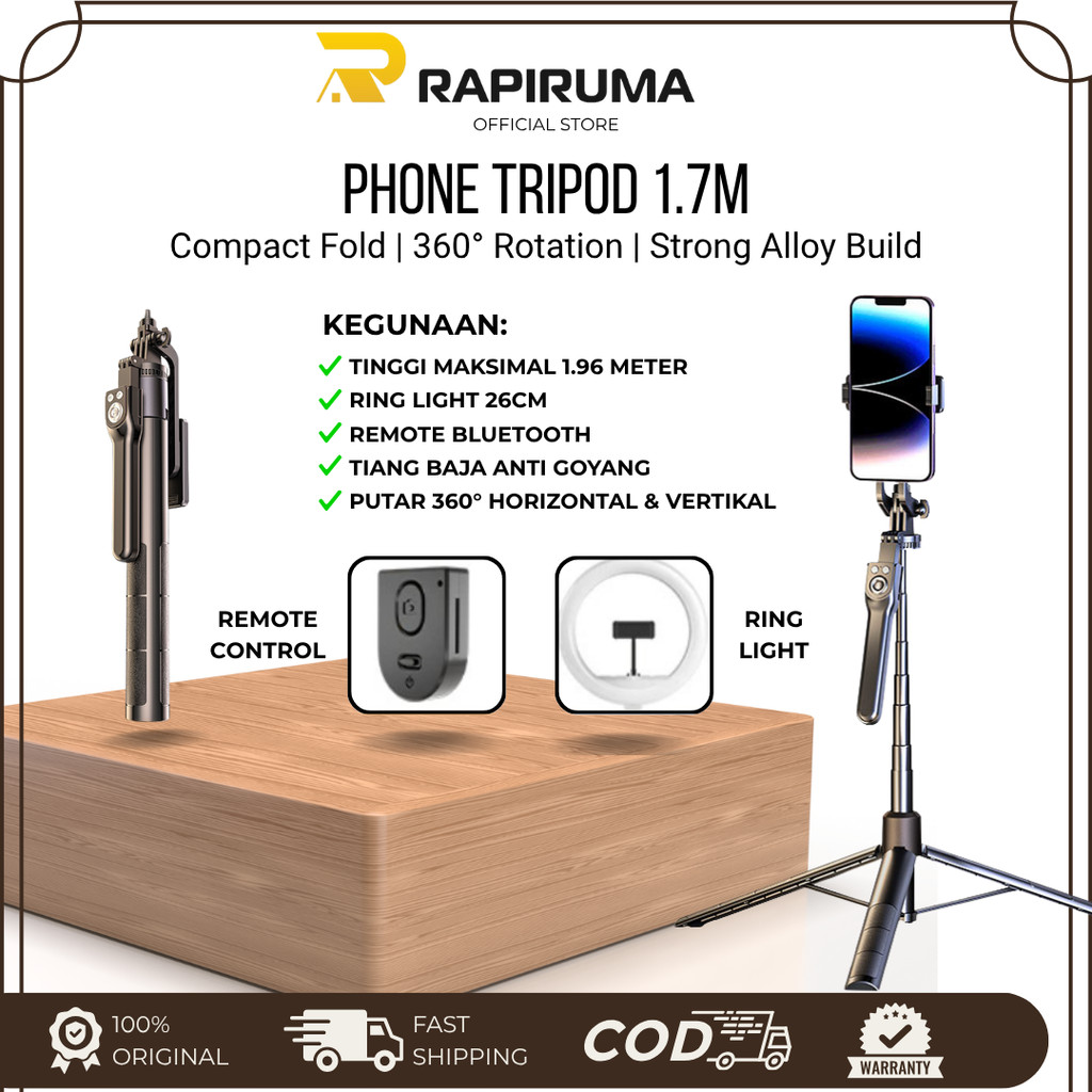 Tripod Lampu Ringlight Stand Holder HP | Ringlight Tripod HP Konten Live Streaming Selfie