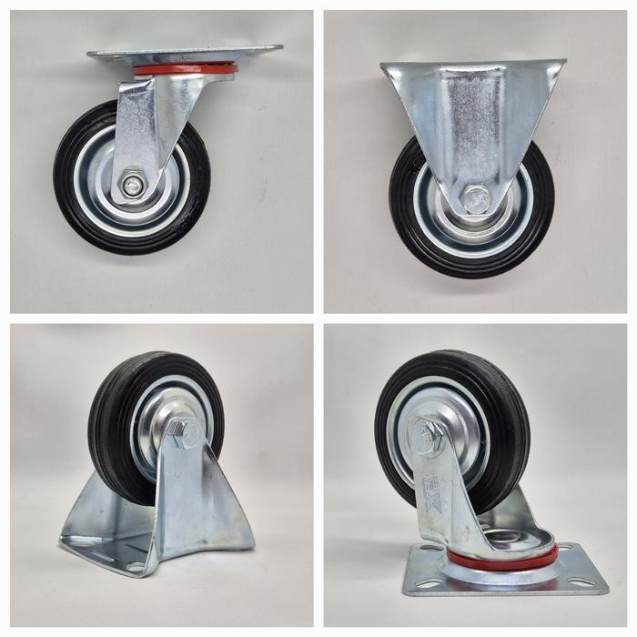 Roda Caster Etalase / Roda Caster Troli / Roda Caster Karet 3 Inch 1Set ( 2Hidup 2Mati )