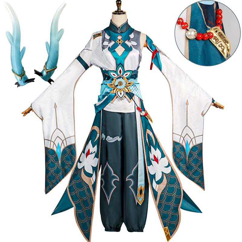 Imbibitor Lunae Cosplay Dan Heng Costume with Headwear Earrings Suit Halloween Props for Anime Comic