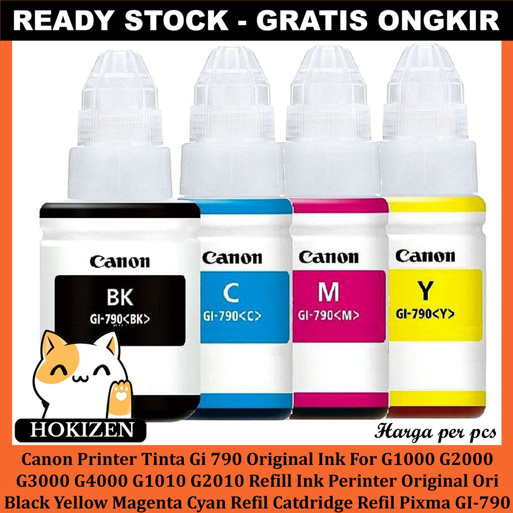 Canon Pixma Tinta Gi 790 Original GI-790 Printer Ink For G1000 G2000 G3000 G4000 G1010 G2010 Per Pcs