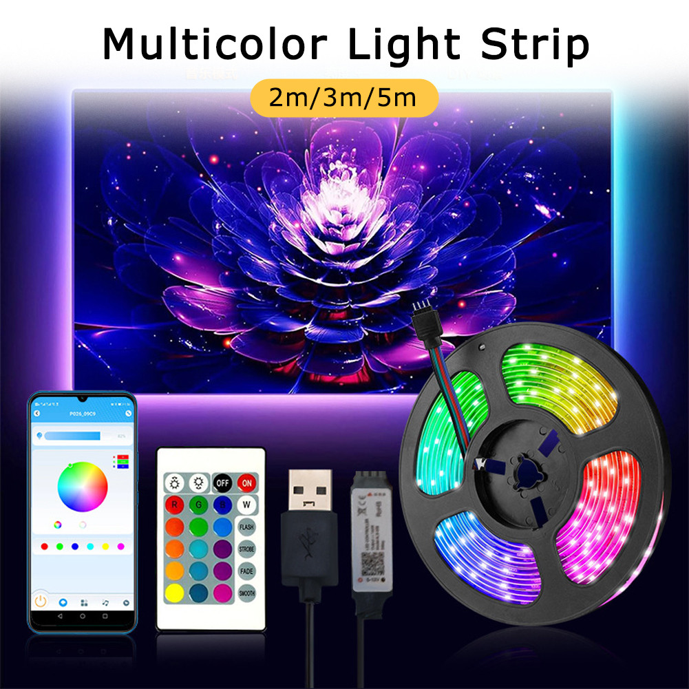 5050 5V Lampu Strip LED USB / PowerBank RGB Plus Remote CCTV LAMPU RGB 2m/3m/5m
