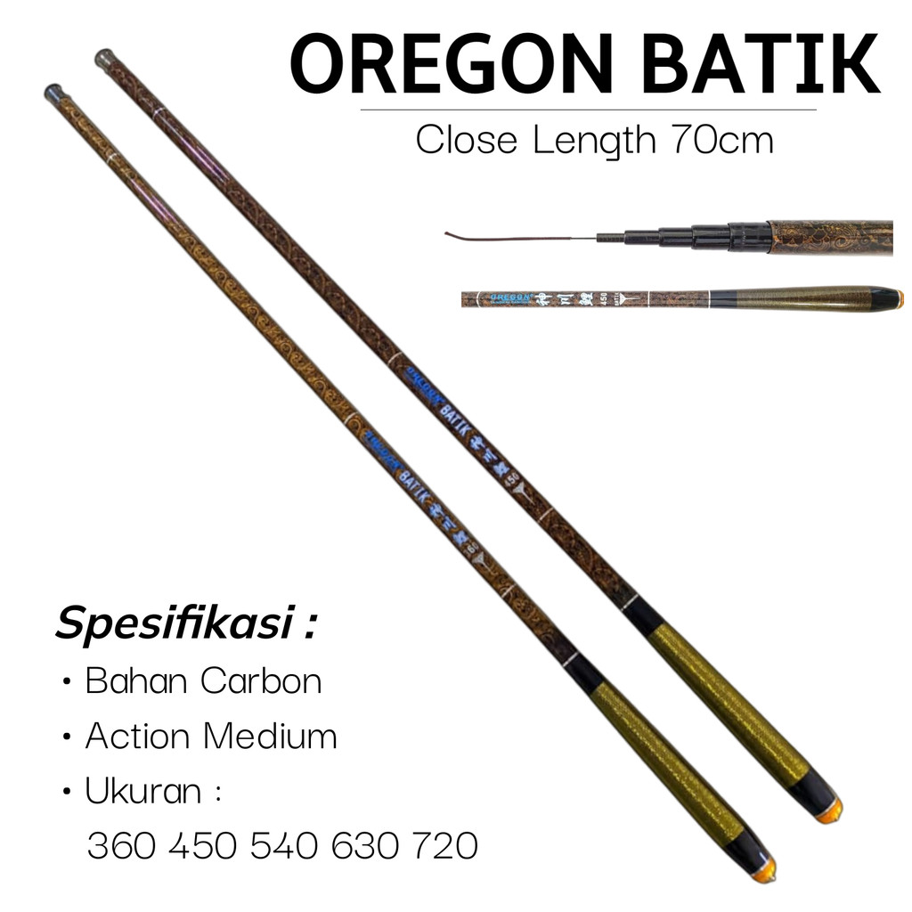 Joran Tegek Oregon Batik 360 450 540 Walesan Tangkai Pancing Carbon Original Murah