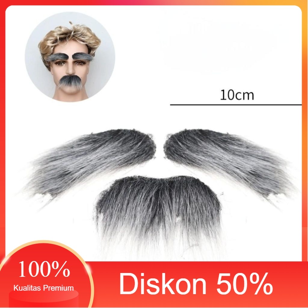 Diskon 11.11 Kumis Alis Palsu Pria Tempel 8cm 10cm Uban