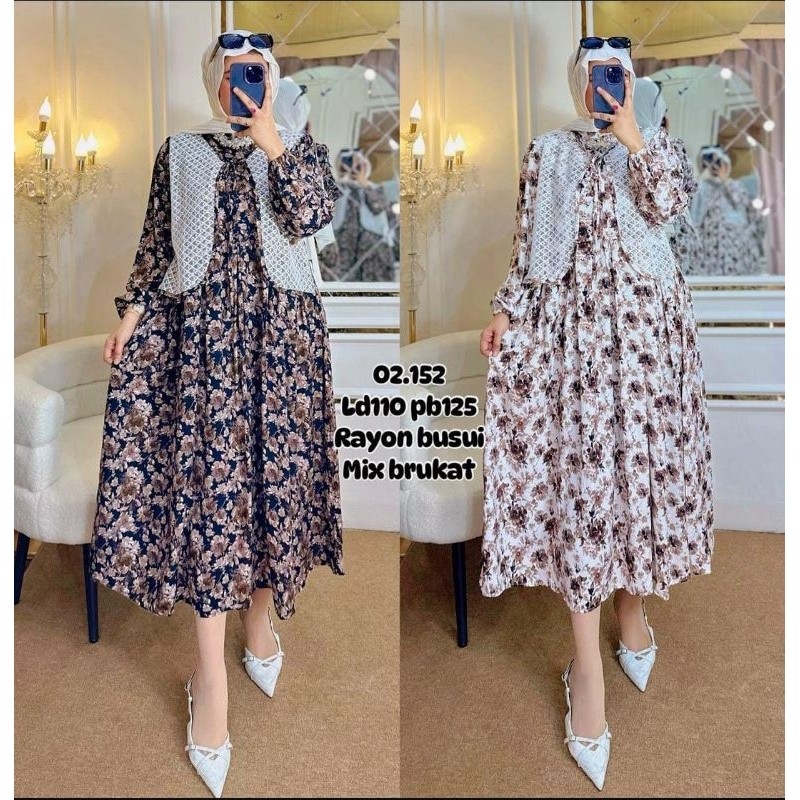MIDI DRESS RAYON/MIDI DRESS TERBARU/MIDI BUSUI FRIENDLY RAYON PREMMIUM//GAMIS RAYON TERLARIS//GAMIS 
