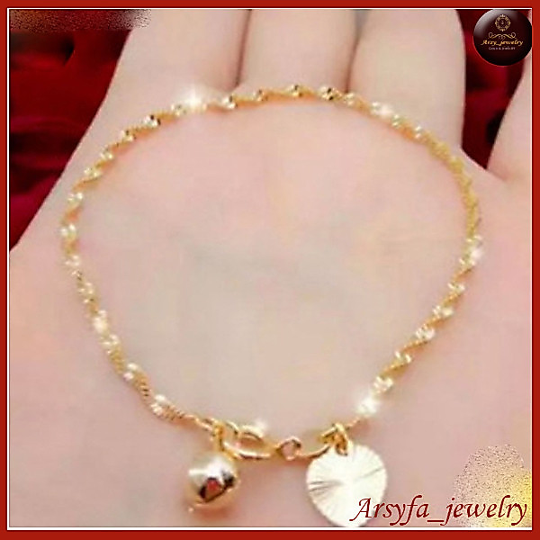 promo....gelang emas asli 24k kadar emas mudah 17,7 anti karat (ada surat dan dompet)