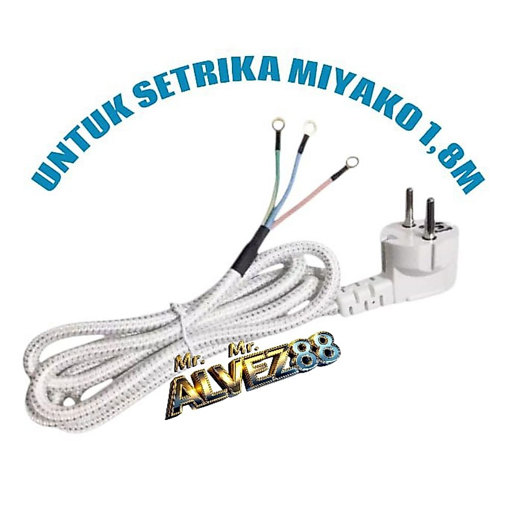 KABEL SETRIKA UNTUK SETRIKA MIYAKO 3WAY 1,8METER /KABEL GOSOKAN MIYAKO