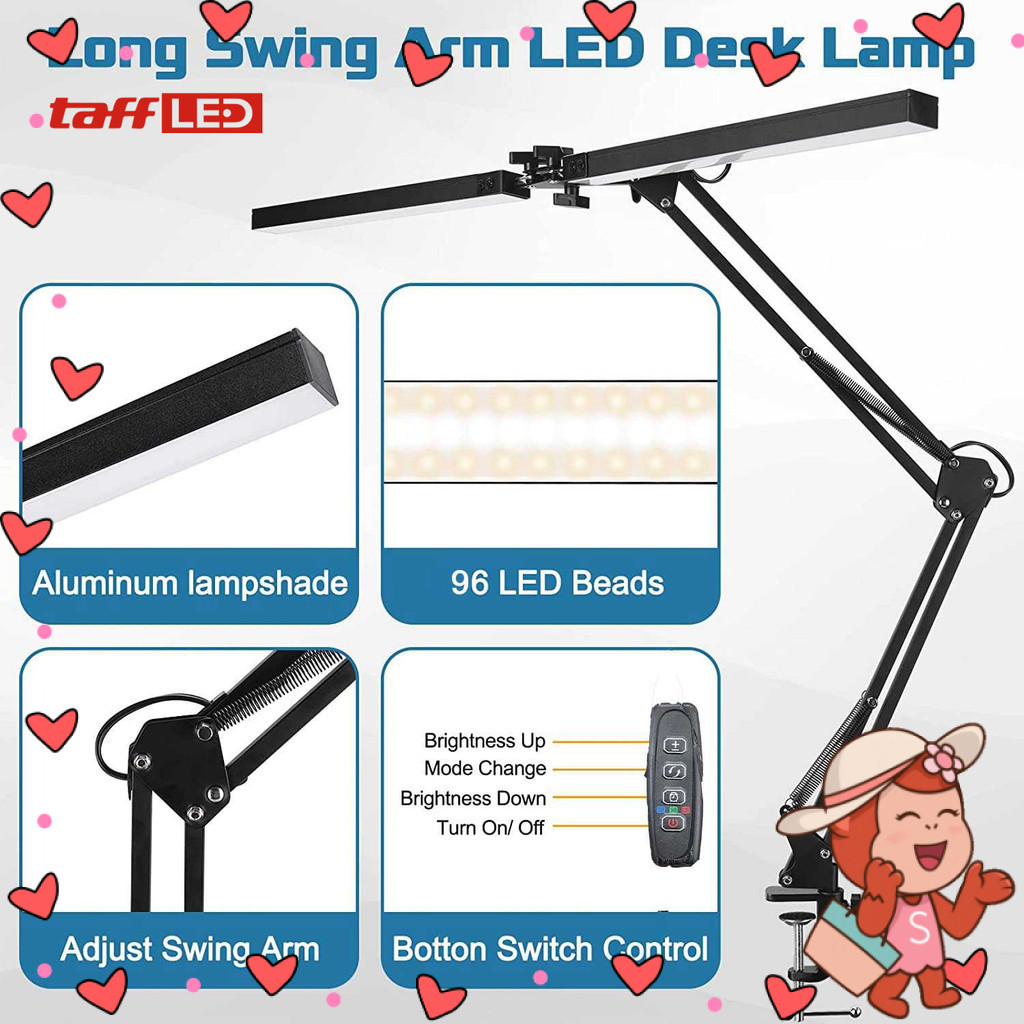 TaffLED Lampu Meja Baca LED Double Head 3 Color Mode SMD - ZN14
