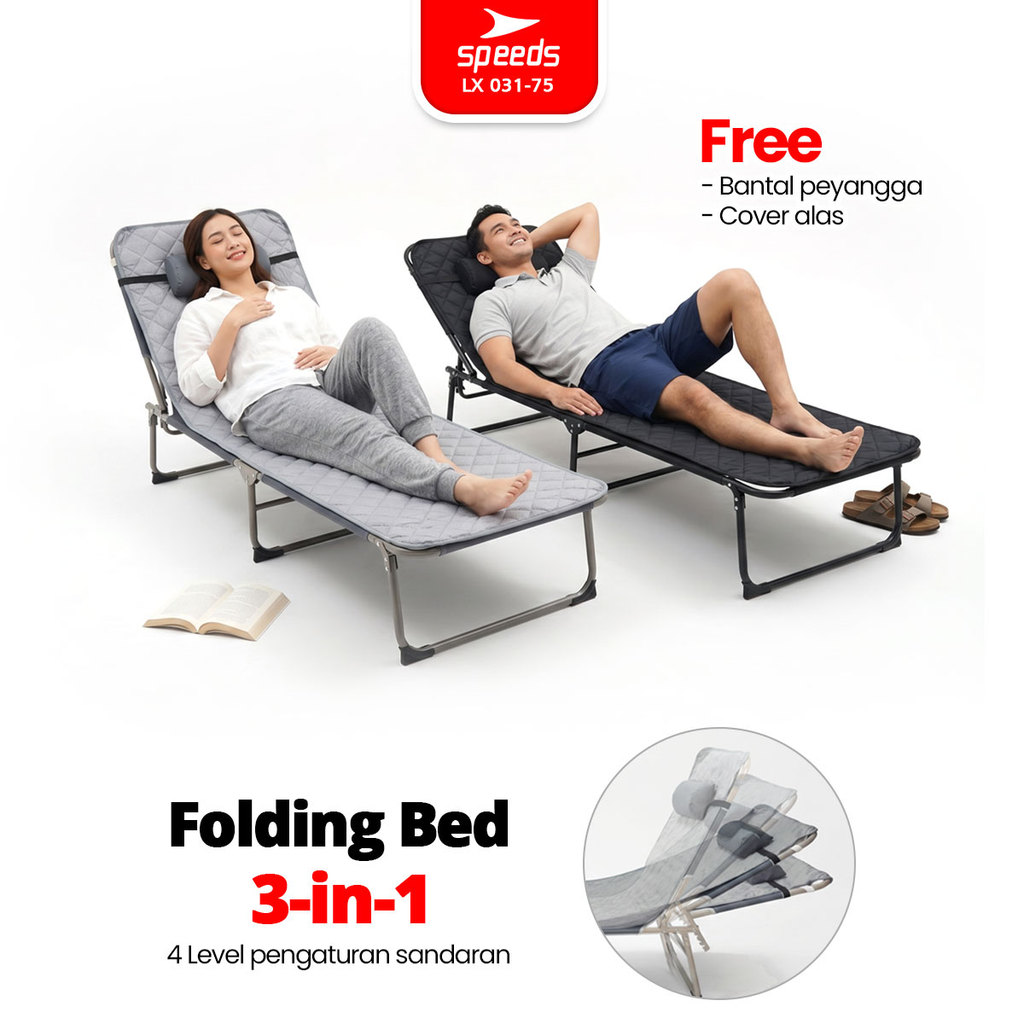 SPEEDS Velbed Kursi Lipat Folding Bed Kursi Malas Tempat Tidur Lipat Kursi Ranjang 031-75