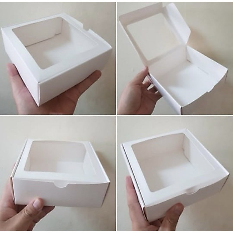 Dus putih uk. 15x15x6 cm jendela mika (Harga untuk 10 pcs dus)
