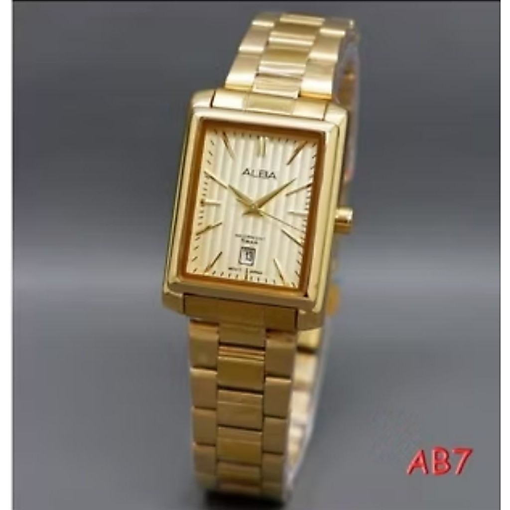 Jam Tangan Wanita Alba segi kotak Analog Tggl Aktif Water resistance
