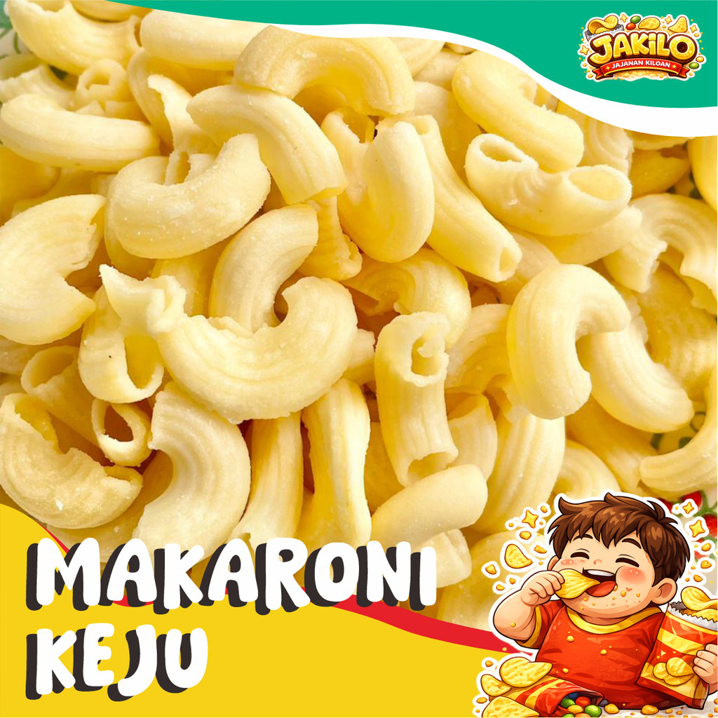 Makaroni Keju 1kg 500gr Makroni Kraft Cheddar Premium Renyah - JAKILO Jajanan Kiloan