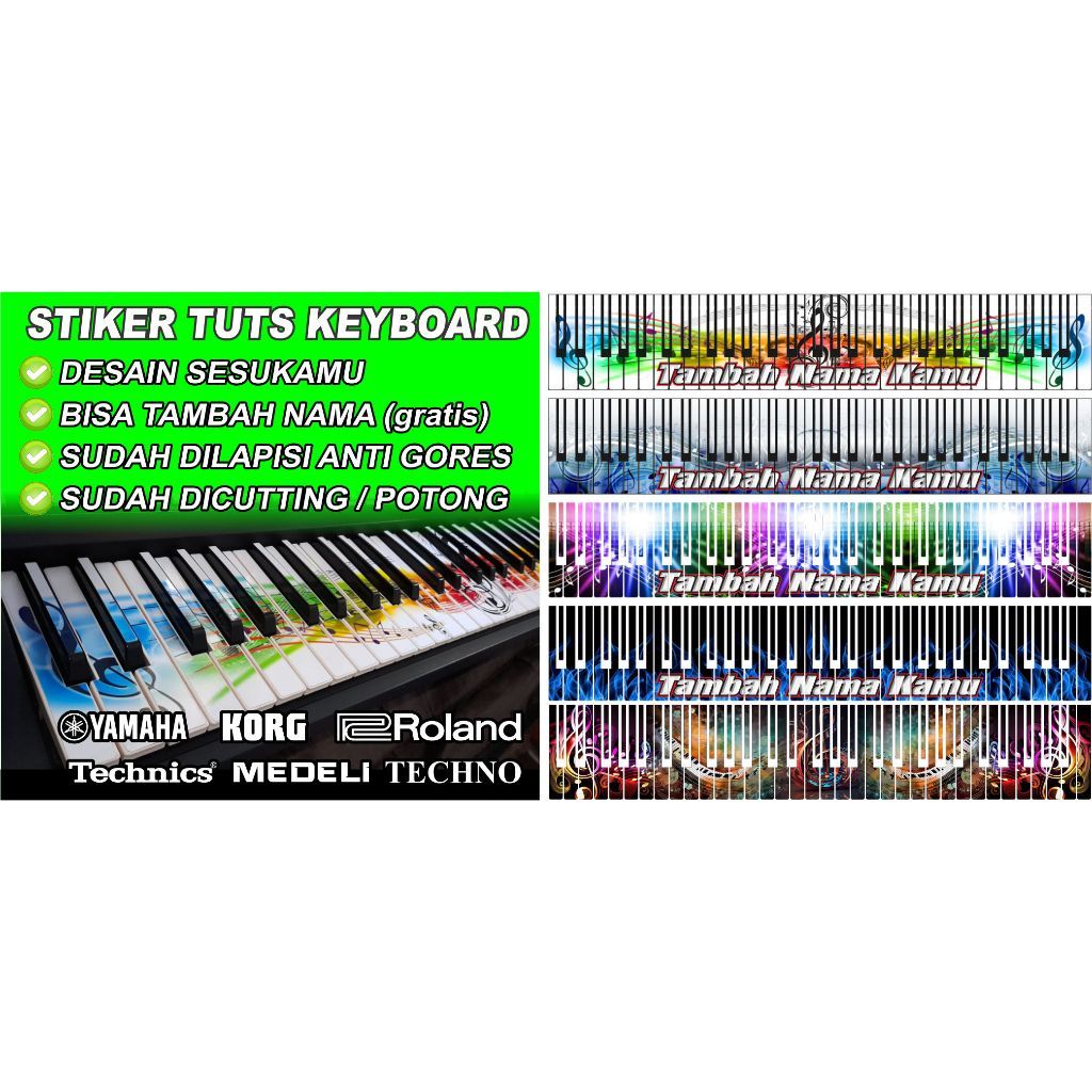 STIKER TUTS KEYBOARD ORGEN PIANO YAMAHA KORG ROLAND DLL     Berkualitas