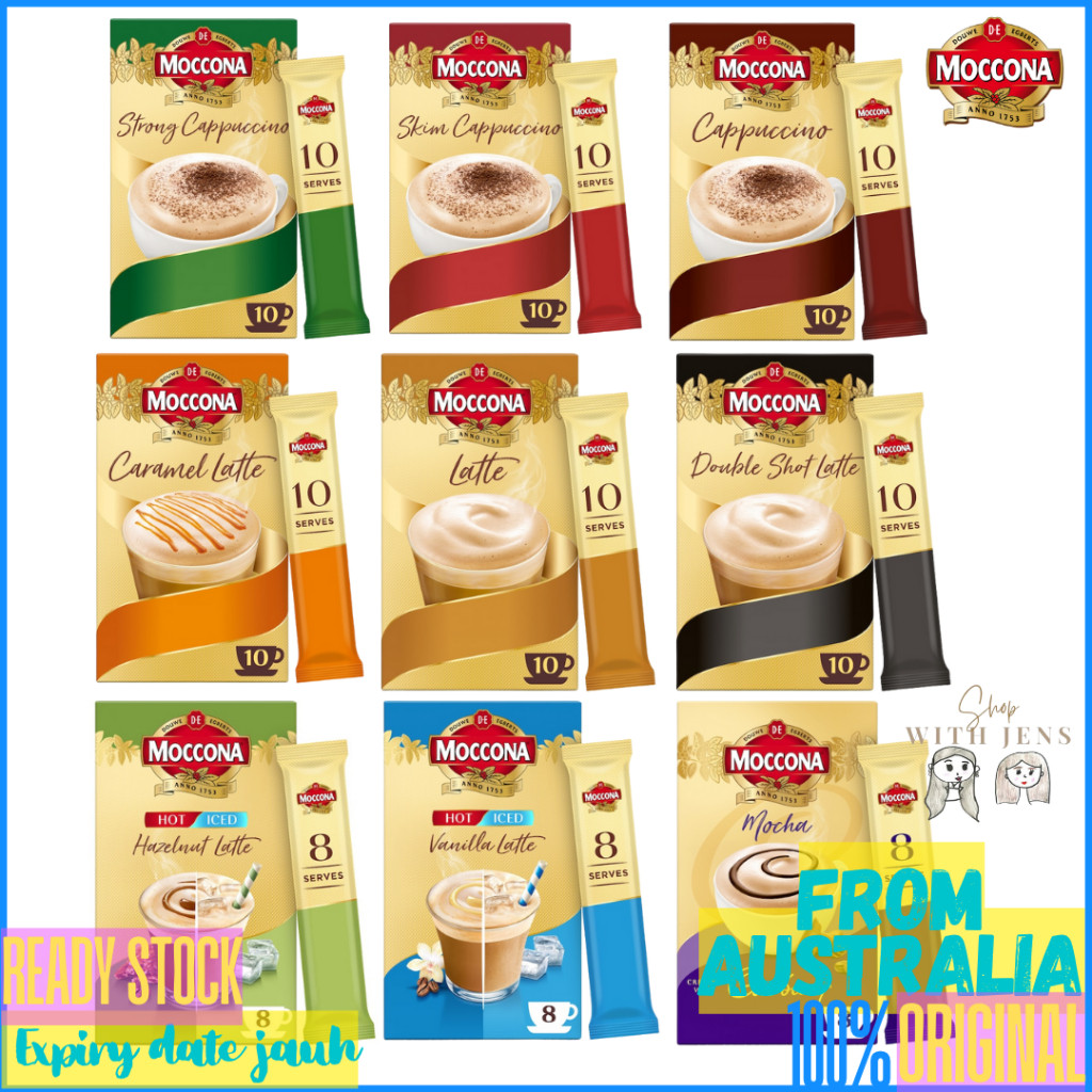 Moccona Coffee Caramel Latte/ Latte/ Vanilla Latte/ Cappucino Kopi Instan Bubuk Australia