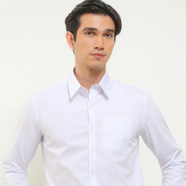 Zanetti Kemeja Basic Polos Slim Fit Lengan Panjang Putih Premium