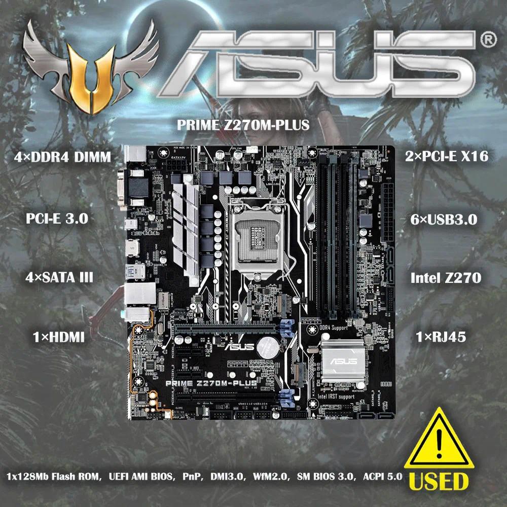 ASUS PRIME Z270M-PLUS Motherboard 1151 Motherboard DDR4 Support Core i7 7700k Cpus Intel Z270 2×M.2 