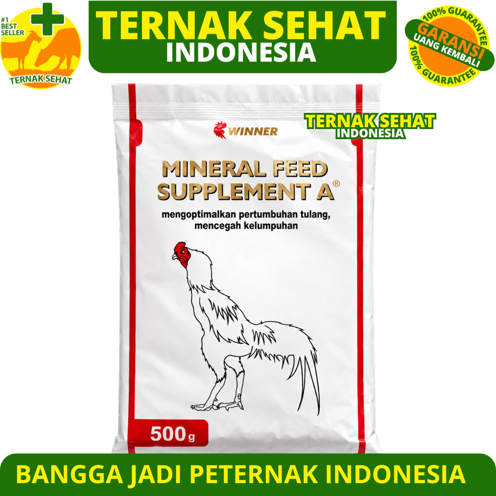 MINERAL FEED SUPPLEMENT A LAGA 500 GRAM WINNER - Obat Ayam Lumpuh Bangkok Aduan Tulang Bulu Premix