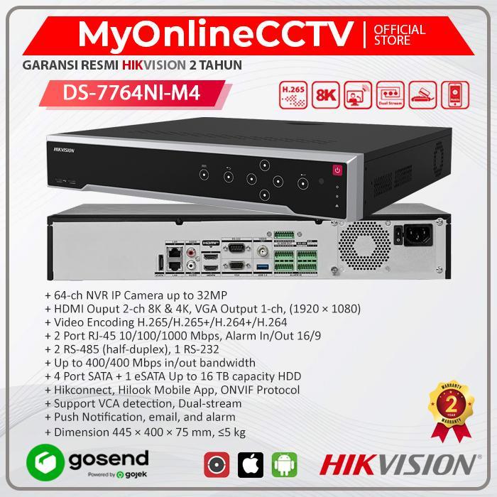DS-7764NI-M4 Hikvision NVR 64CH IP Camera Up To 32MP 8K CCTV