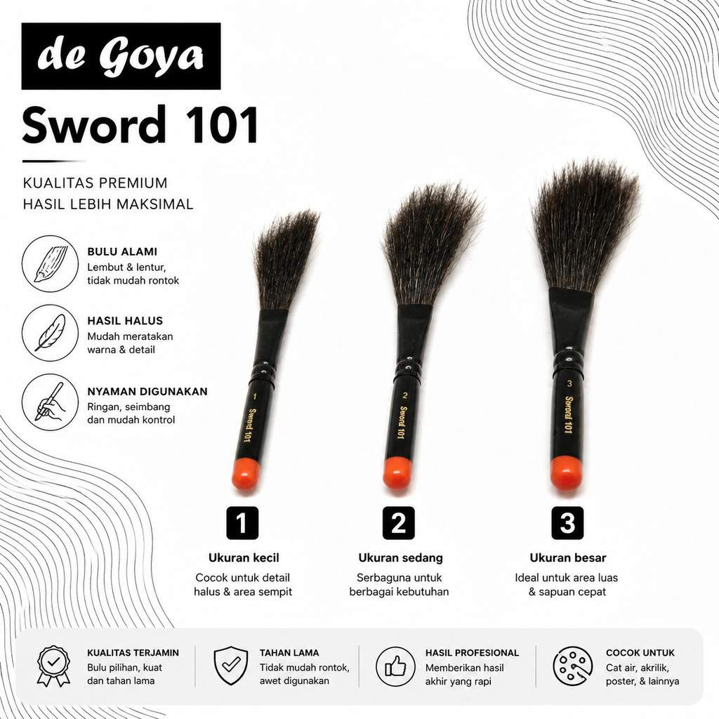 De Goya Kuas Lukis Sword 101 - Squirrel Hair Liner Dagger Brush