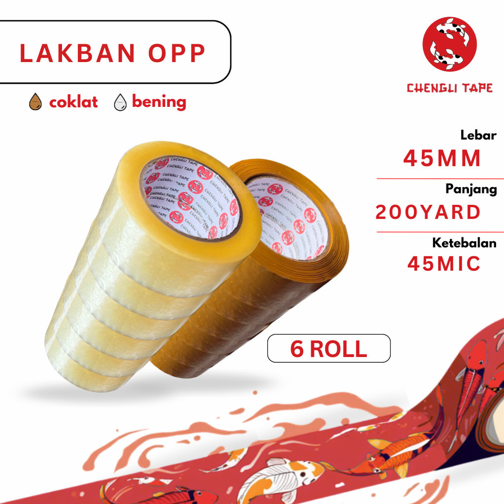 Lakban 200 Yard Coklat | Lakban 200 Yard Bening | Lakban Jumbo Slop isi 6 Pcs