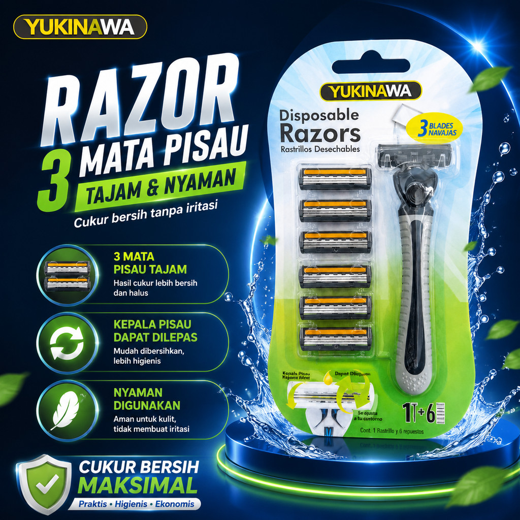 [1 Gagang + 7 Pisau] Cukur Jenggot | Pisau Cukur Manual | Cukuran Kumis