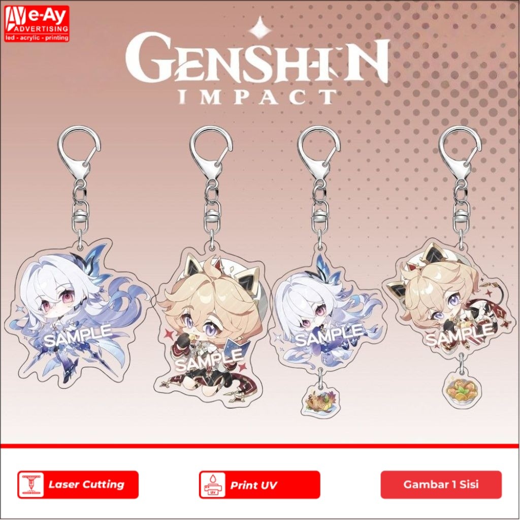 Eay Advertising - Gantungan Kunci Karakter Genshin Impact Akrilik Bening Transparan Keychain Hadiah 