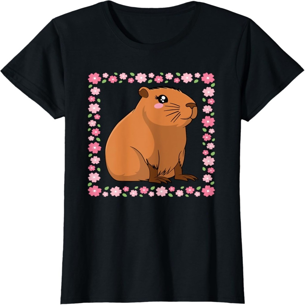 Cute Capybara Flower Capybara Lover Wo Girls T-Shirt