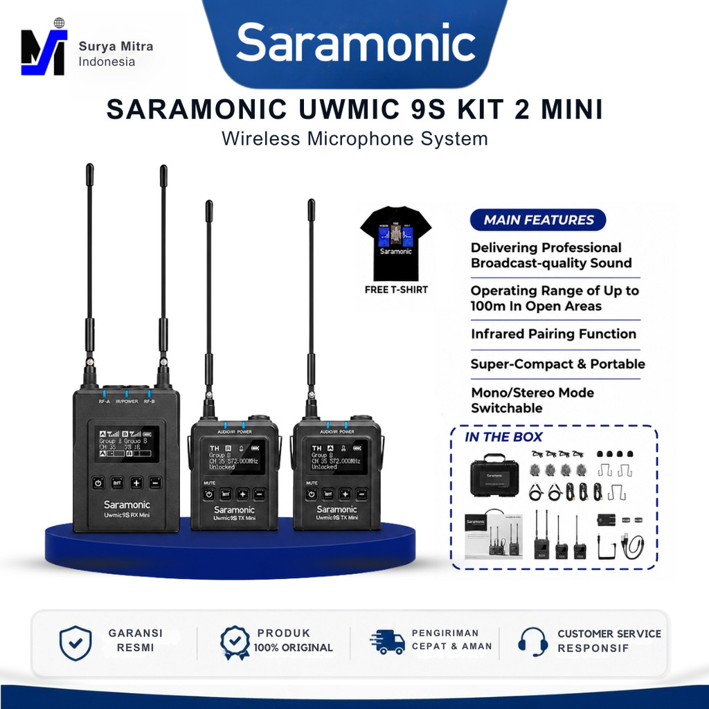 SARAMONIC UwMic9S Kit2 Mini UHF Wireless Microphone System SARAMONIC