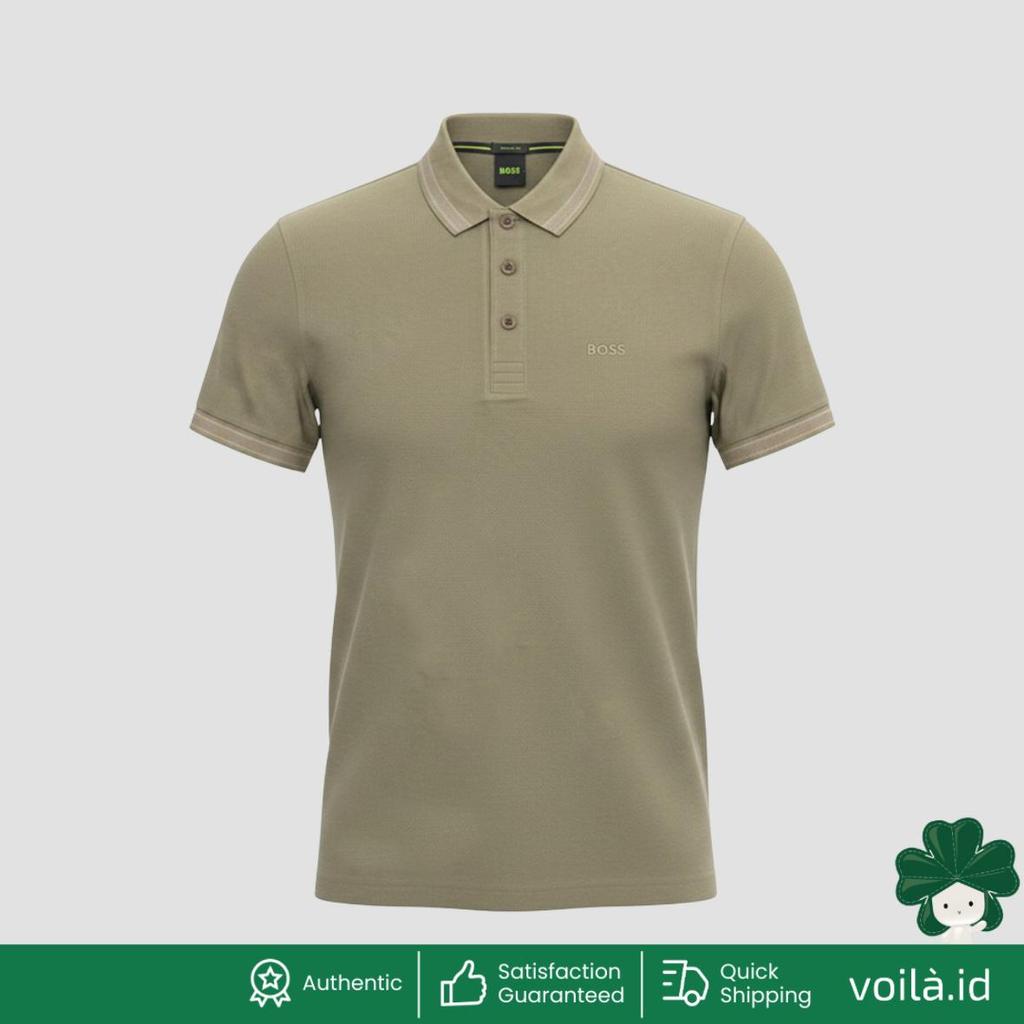 Style Paddy Contrast Logo Polo Shirt Khaki
